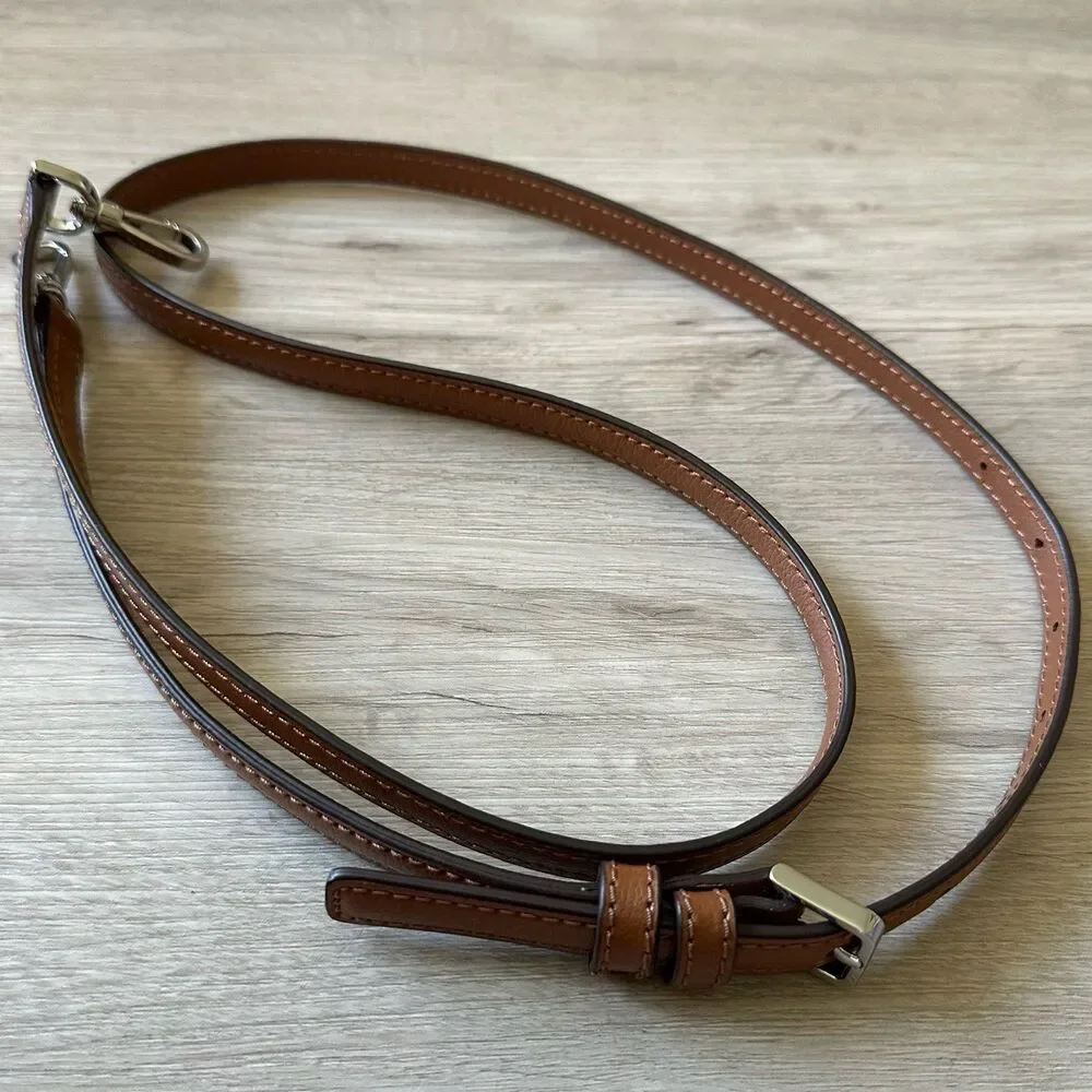Kate Spade Crossbody Purse Strap Medium Brown Leather Silver Hardware